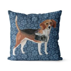 Adventure is out there cushion Beagle Daisy Denim front view