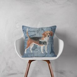 Adventure is out there cushion Beagle Faded Ephemera Denim white chair