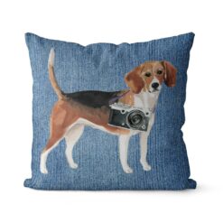 Adventure is out there cushion Beagle Gently Faded Denim front view