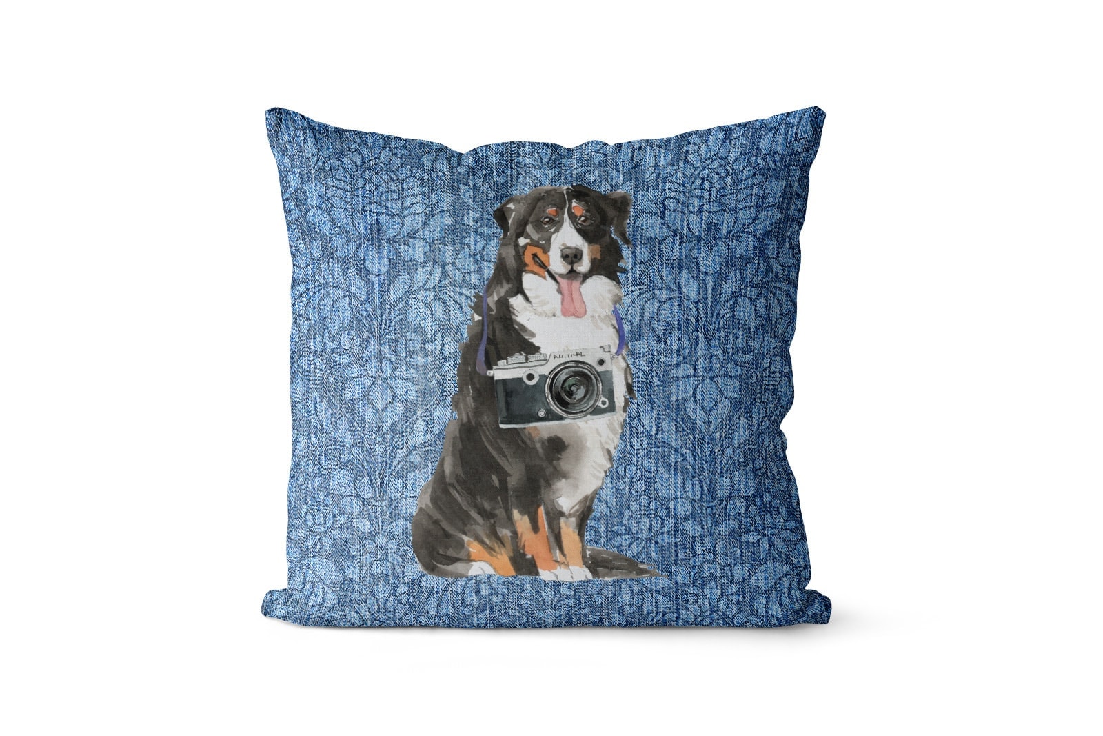 Bernese Mountain Dog dog Inspired Denim Style Throw Pillow Cushion - Travel collection 10 Bernese Mountain Dog dog Inspired Denim Style Throw Pillow Cushion - Travel collection - Image 9