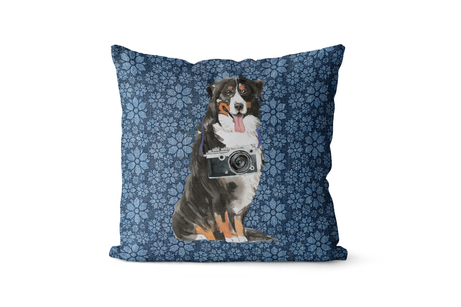 Bernese Mountain Dog dog Inspired Denim Style Throw Pillow Cushion - Travel collection 9 Bernese Mountain Dog dog Inspired Denim Style Throw Pillow Cushion - Travel collection - Image 8