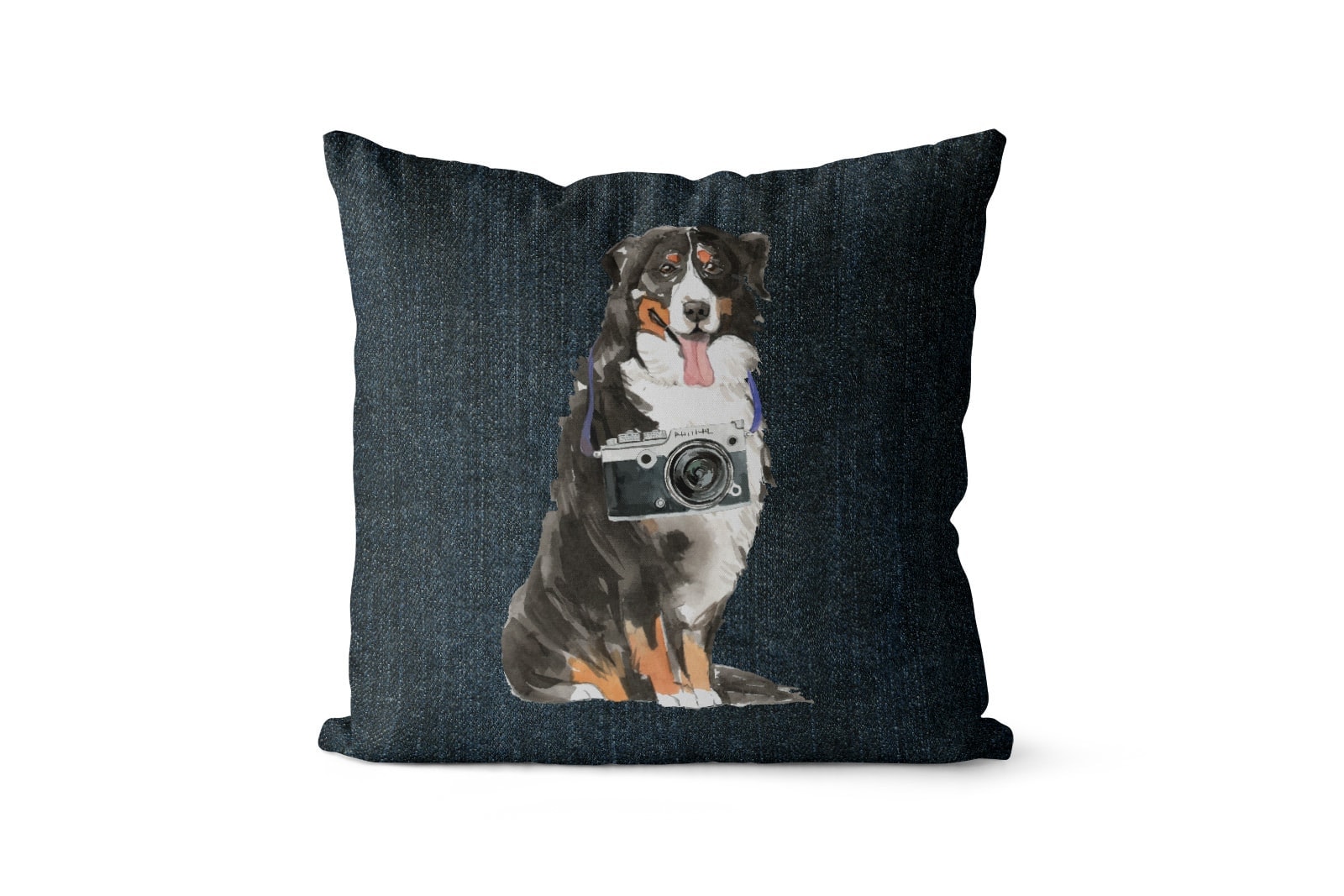 Bernese Mountain Dog dog Inspired Denim Style Throw Pillow Cushion - Travel collection 7 Bernese Mountain Dog dog Inspired Denim Style Throw Pillow Cushion - Travel collection - Image 6