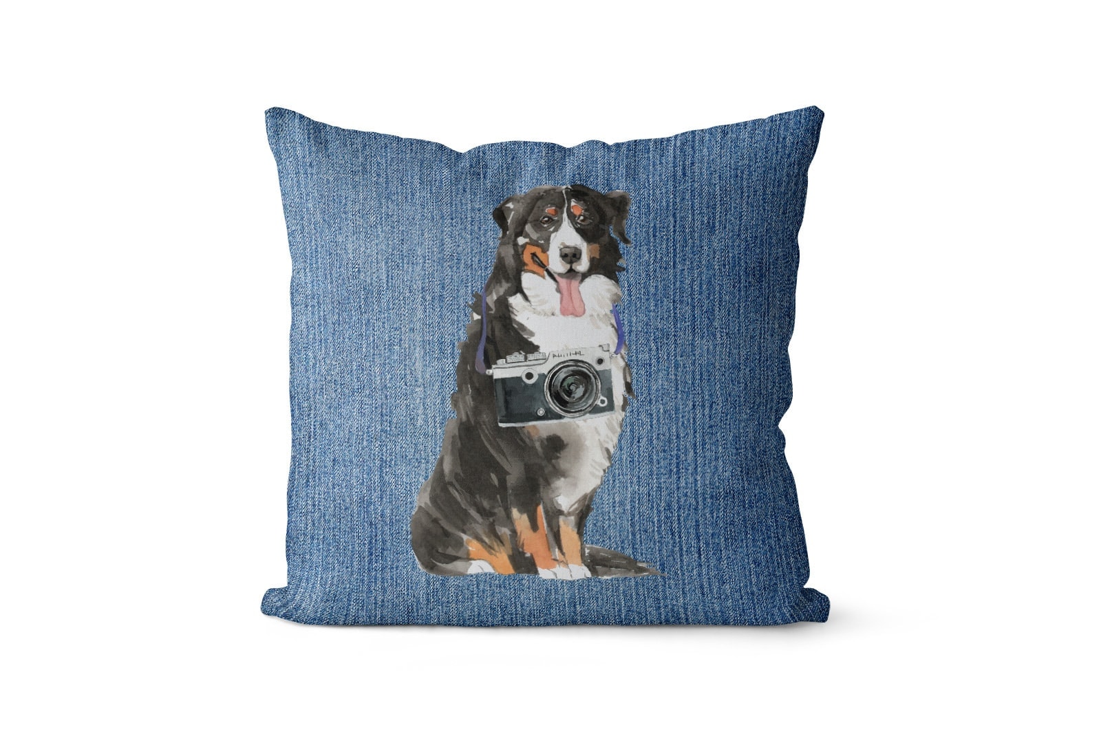 Bernese Mountain Dog dog Inspired Denim Style Throw Pillow Cushion - Travel collection 6 Bernese Mountain Dog dog Inspired Denim Style Throw Pillow Cushion - Travel collection - Image 5