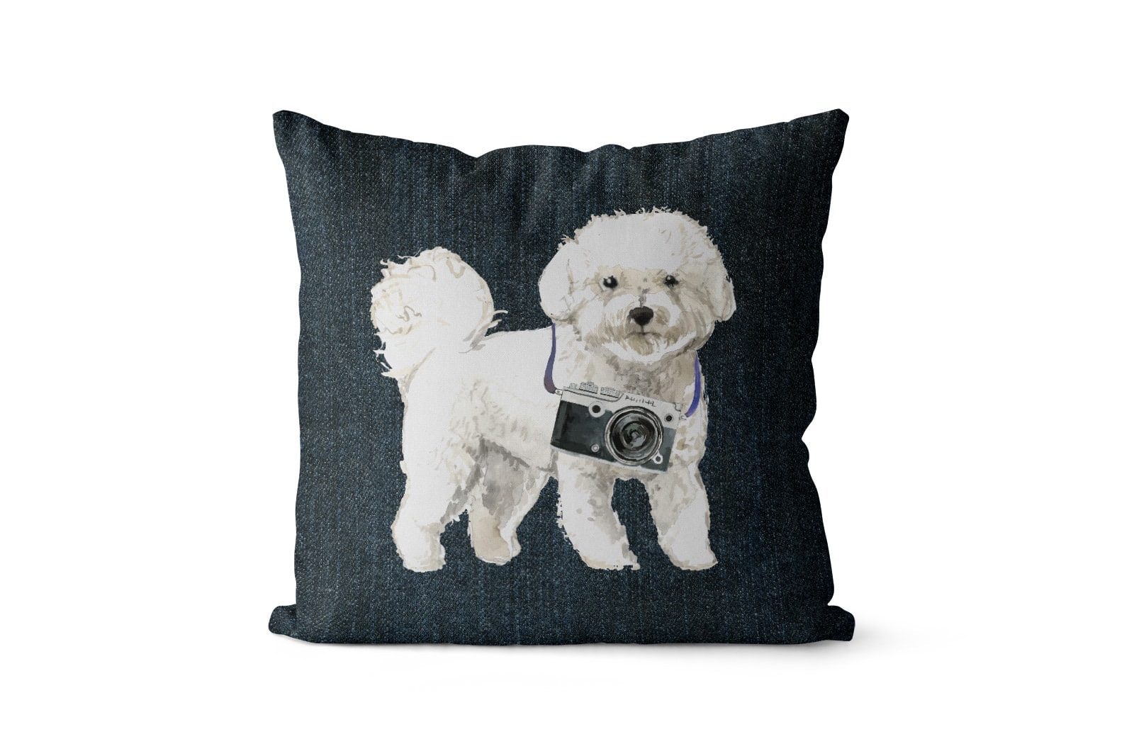 Bichon Frise dog Inspired Denim Style Throw Pillow Cushion - Travel collection 8 Bichon Frise dog Inspired Denim Style Throw Pillow Cushion - Travel collection - Image 7