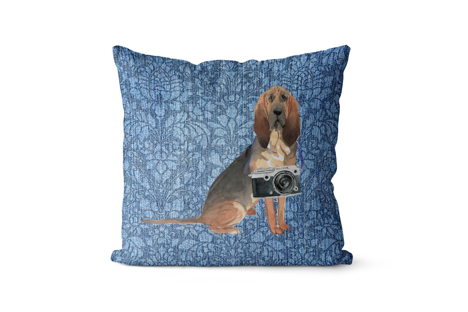 BloodHound dog Inspired Denim Style Throw Pillow Cushion - Travel collection 10 BloodHound dog Inspired Denim Style Throw Pillow Cushion - Travel collection - Image 9