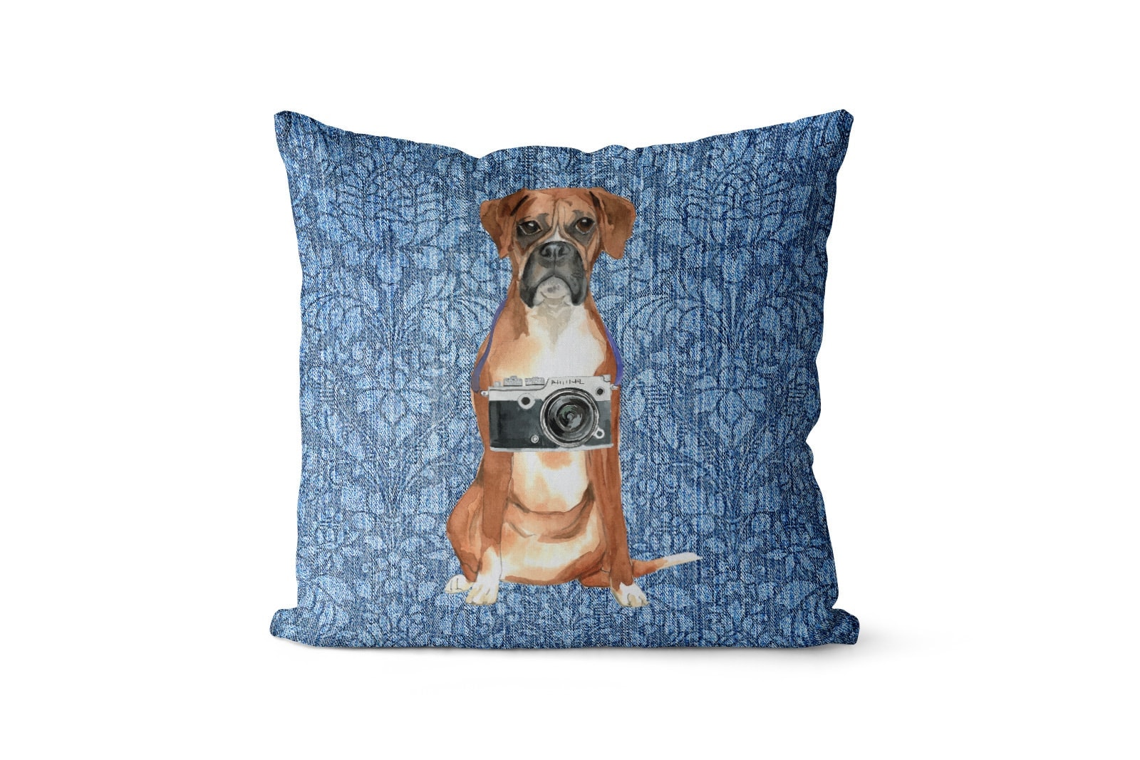 Boxer dog Inspired Denim Style Throw Pillow Cushion - Travel collection 10 Boxer dog Inspired Denim Style Throw Pillow Cushion - Travel collection - Image 9