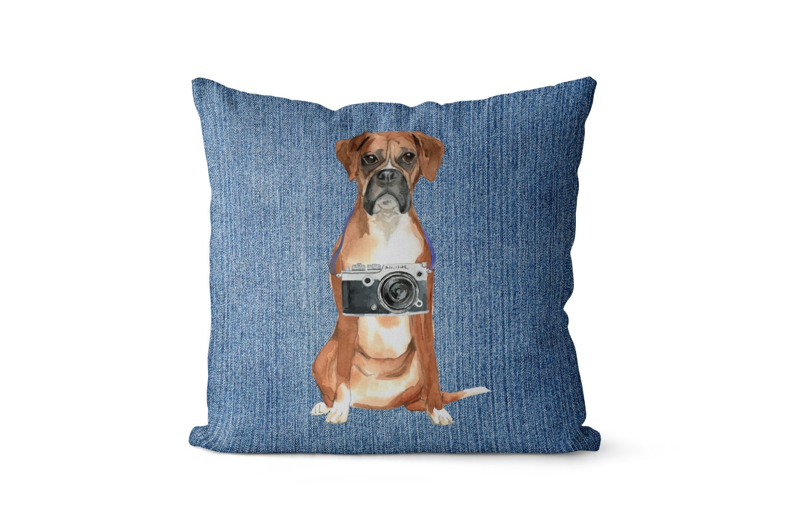 Boxer dog Inspired Denim Style Throw Pillow Cushion - Travel collection 6 Boxer dog Inspired Denim Style Throw Pillow Cushion - Travel collection - Image 5