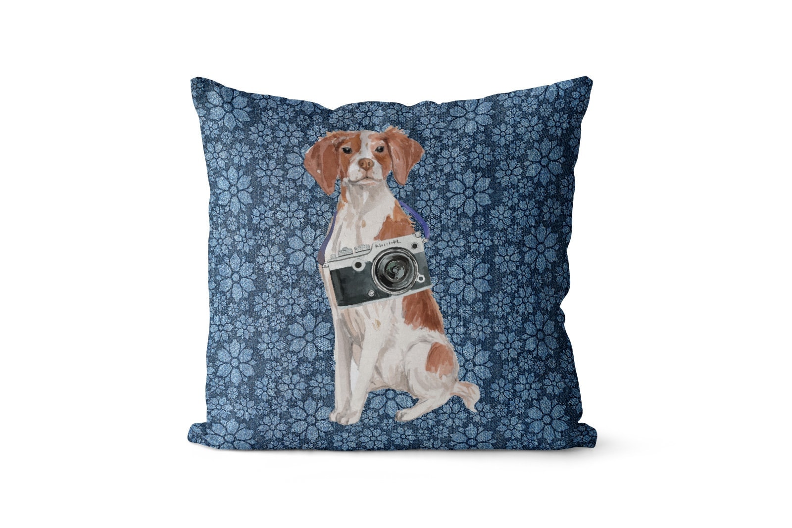 Brittany dog Inspired Denim Style Throw Pillow Cushion - Travel collection 9 Brittany dog Inspired Denim Style Throw Pillow Cushion - Travel collection - Image 8