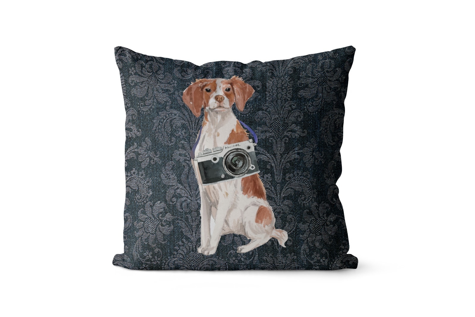 Brittany dog Inspired Denim Style Throw Pillow Cushion - Travel collection 8 Brittany dog Inspired Denim Style Throw Pillow Cushion - Travel collection - Image 7