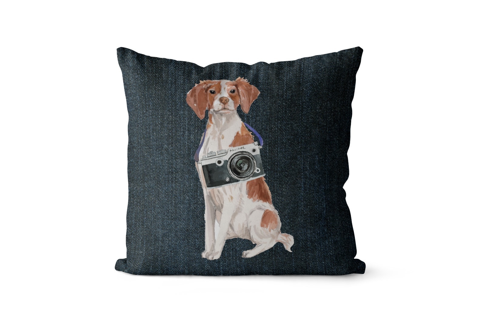 Brittany dog Inspired Denim Style Throw Pillow Cushion - Travel collection 7 Brittany dog Inspired Denim Style Throw Pillow Cushion - Travel collection - Image 6