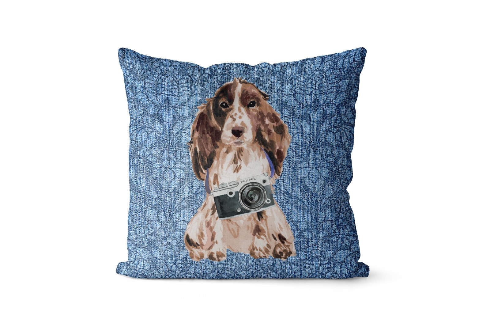 Brown Cocker Spaniel dog Inspired Denim Style Throw Pillow Cushion - Travel collection 11 Brown Cocker Spaniel dog Inspired Denim Style Throw Pillow Cushion - Travel collection - Image 9