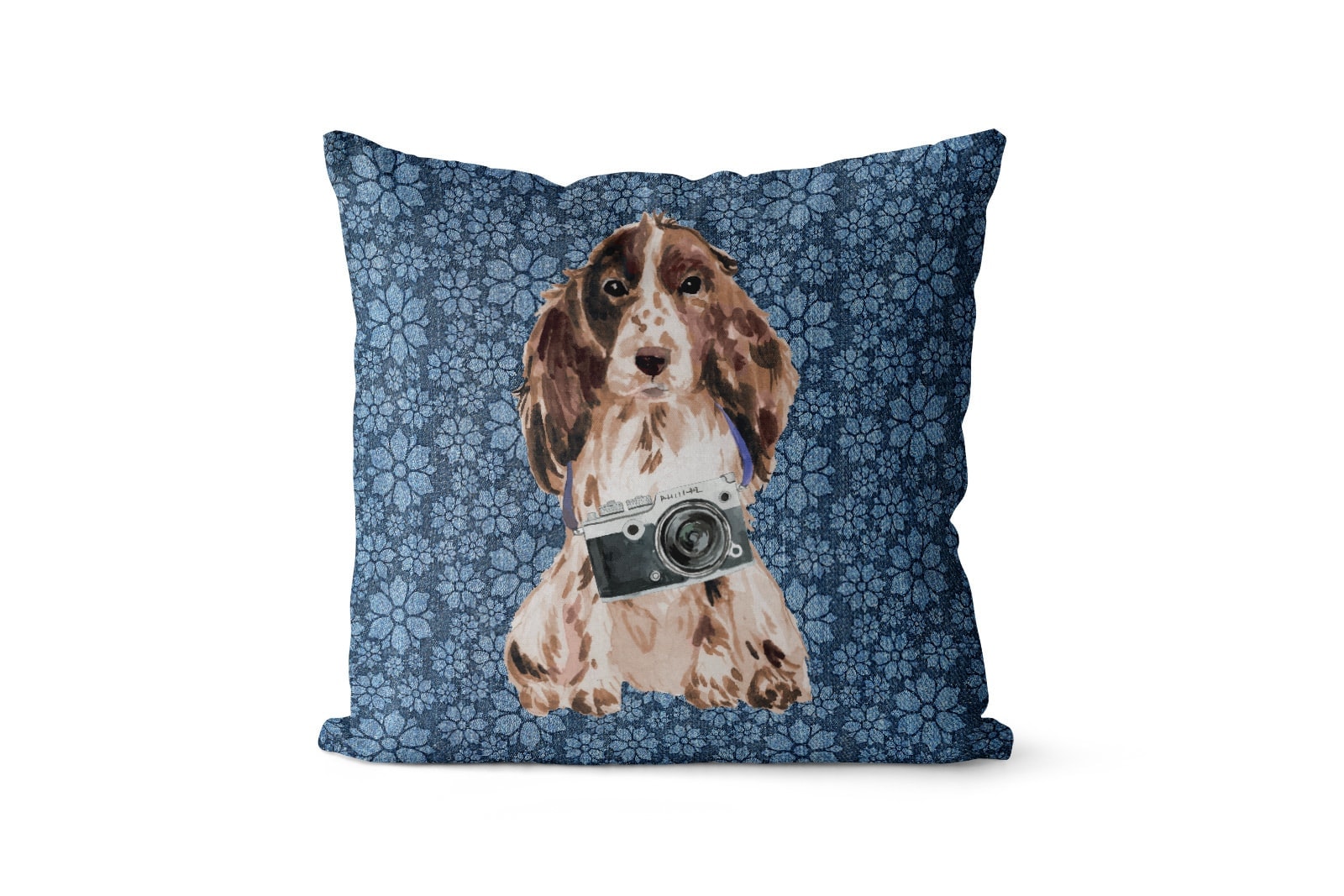 Brown Cocker Spaniel dog Inspired Denim Style Throw Pillow Cushion - Travel collection 10 Brown Cocker Spaniel dog Inspired Denim Style Throw Pillow Cushion - Travel collection - Image 8