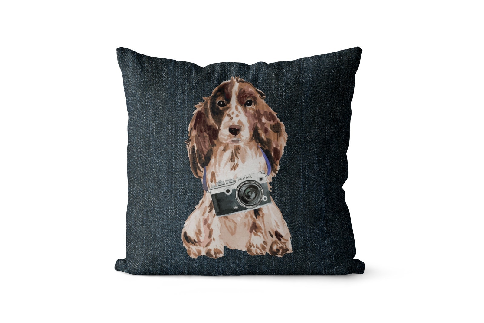 Brown Cocker Spaniel dog Inspired Denim Style Throw Pillow Cushion - Travel collection 8 Brown Cocker Spaniel dog Inspired Denim Style Throw Pillow Cushion - Travel collection - Image 6