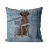 Adventure is out there cushion Brown Labrador retriever Faded Ephemera Denim front view