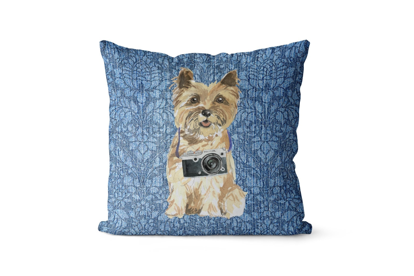 Cairn Terrier dog Inspired Denim Style Throw Pillow Cushion - Travel collection 11 Cairn Terrier dog Inspired Denim Style Throw Pillow Cushion - Travel collection - Image 10