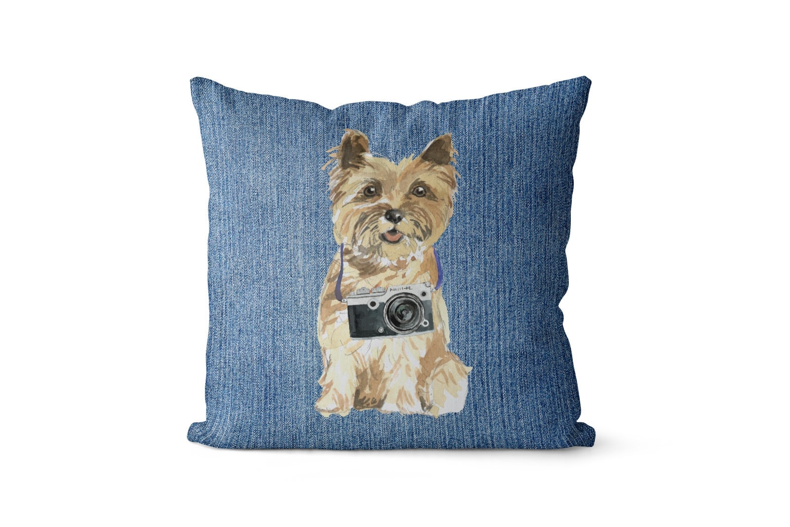 Cairn Terrier dog Inspired Denim Style Throw Pillow Cushion - Travel collection 7 Cairn Terrier dog Inspired Denim Style Throw Pillow Cushion - Travel collection - Image 6
