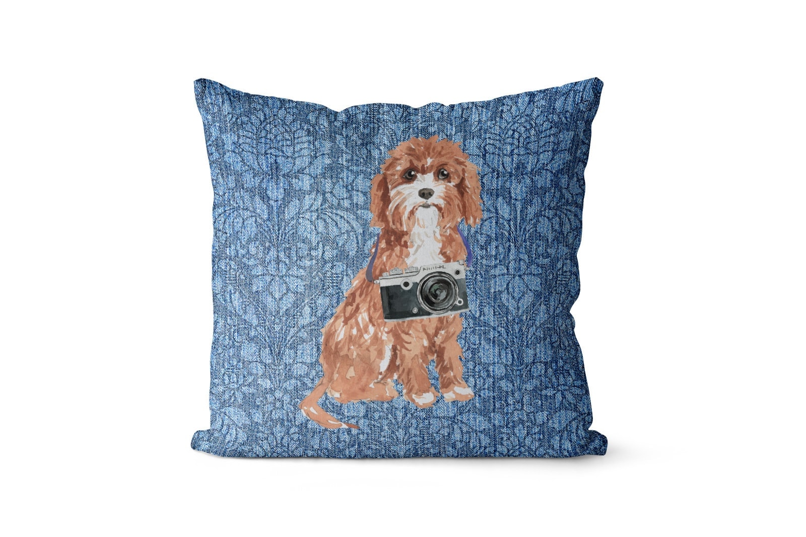 Cavapoo dog Inspired Denim Style Throw Pillow Cushion - Travel collection 10 Cavapoo dog Inspired Denim Style Throw Pillow Cushion - Travel collection - Image 9