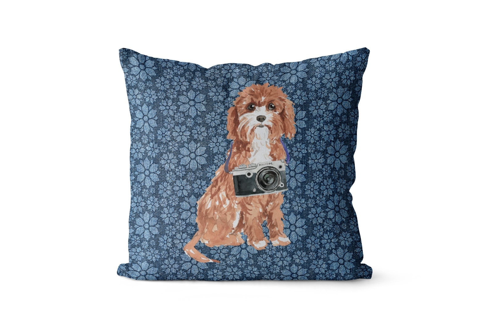 Cavapoo dog Inspired Denim Style Throw Pillow Cushion - Travel collection 9 Cavapoo dog Inspired Denim Style Throw Pillow Cushion - Travel collection - Image 8