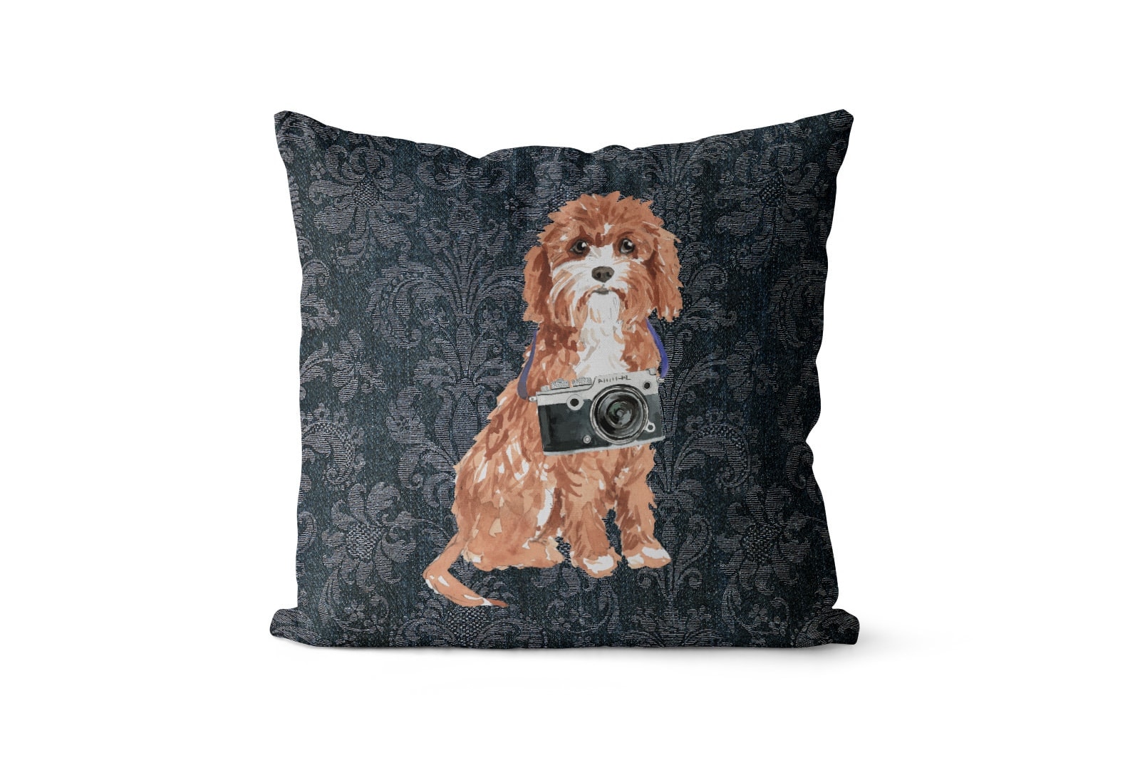 Cavapoo dog Inspired Denim Style Throw Pillow Cushion - Travel collection 8 Cavapoo dog Inspired Denim Style Throw Pillow Cushion - Travel collection - Image 7