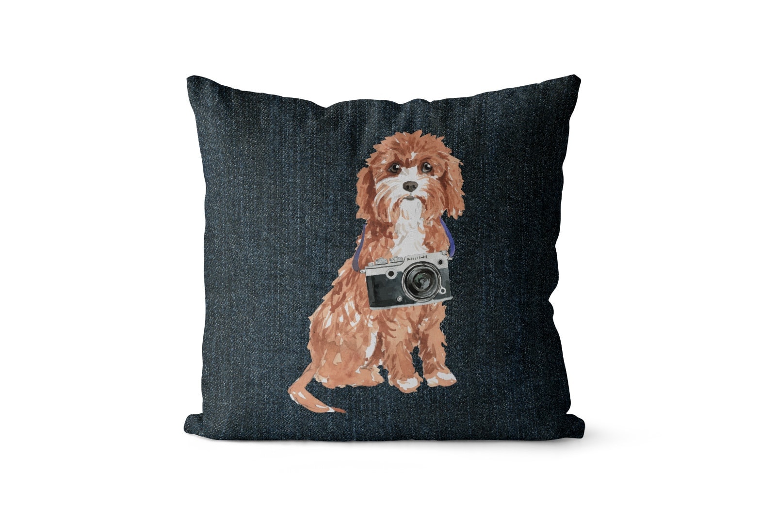 Cavapoo dog Inspired Denim Style Throw Pillow Cushion - Travel collection 7 Cavapoo dog Inspired Denim Style Throw Pillow Cushion - Travel collection - Image 6