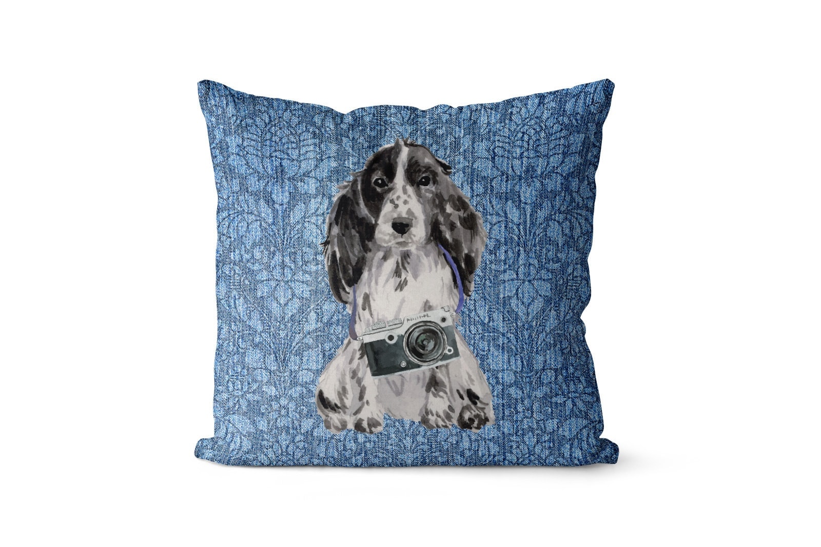 Cocker Spaniel dog Inspired Denim Style Throw Pillow Cushion - Travel collection 11 Cocker Spaniel dog Inspired Denim Style Throw Pillow Cushion - Travel collection - Image 10