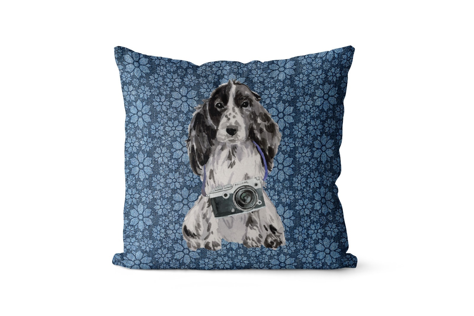 Cocker Spaniel dog Inspired Denim Style Throw Pillow Cushion - Travel collection 10 Cocker Spaniel dog Inspired Denim Style Throw Pillow Cushion - Travel collection - Image 9