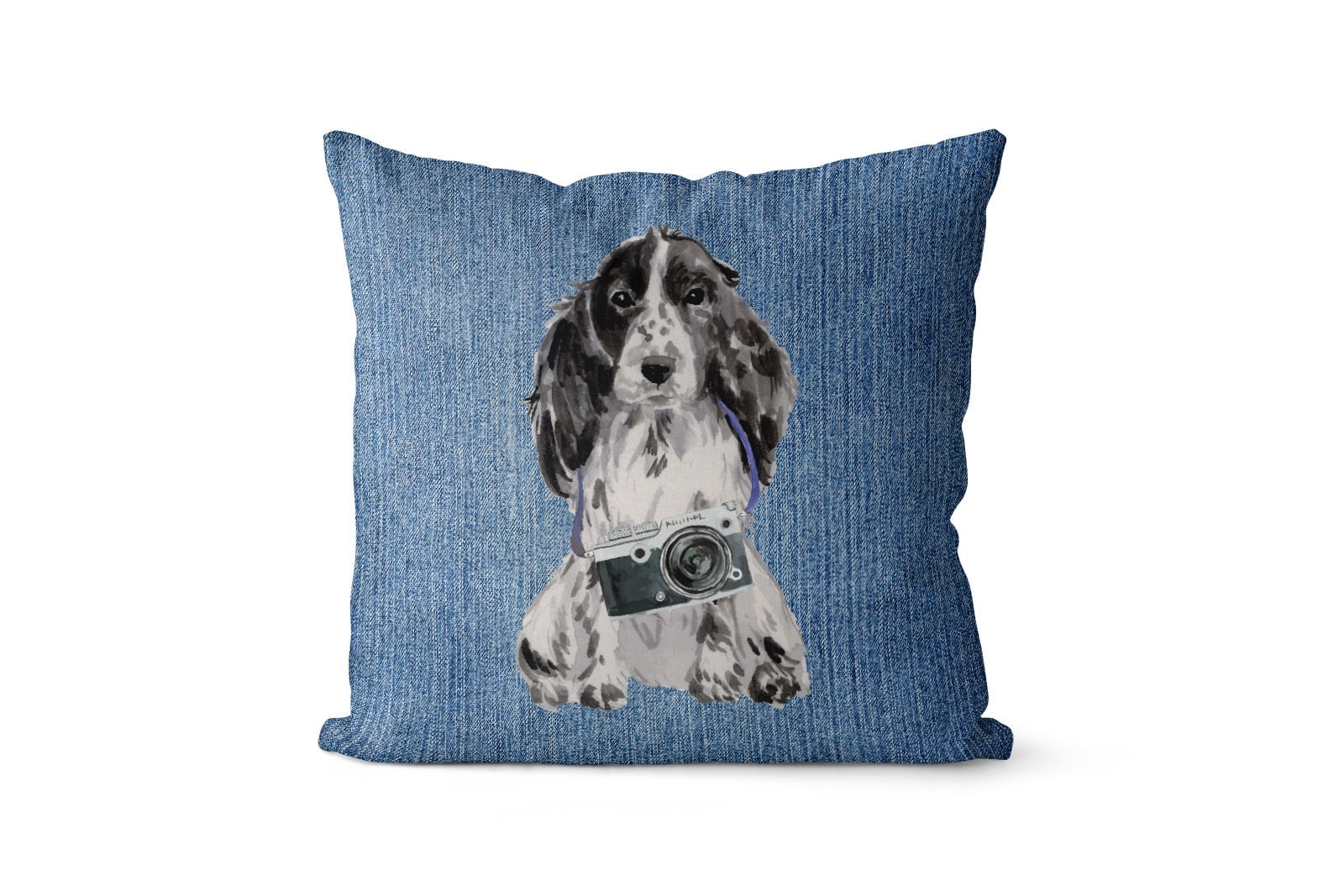 Cocker Spaniel dog Inspired Denim Style Throw Pillow Cushion - Travel collection 7 Cocker Spaniel dog Inspired Denim Style Throw Pillow Cushion - Travel collection - Image 6