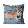 Corgi dog Inspired Denim Style Throw Pillow Cushion - Travel collection