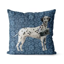 Adventure is out there cushion Dalmatian Daisy Denim front view