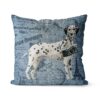 Adventure is out there cushion Dalmatian Faded Ephemera Denim front view