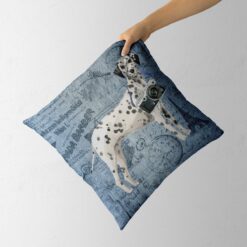 Adventure is out there cushion Dalmatian Faded Ephemera Denim holding in hand
