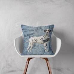 Adventure is out there cushion Dalmatian Faded Ephemera Denim white chair
