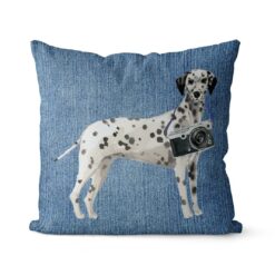 Adventure is out there cushion Dalmatian Gently Faded Denim front view