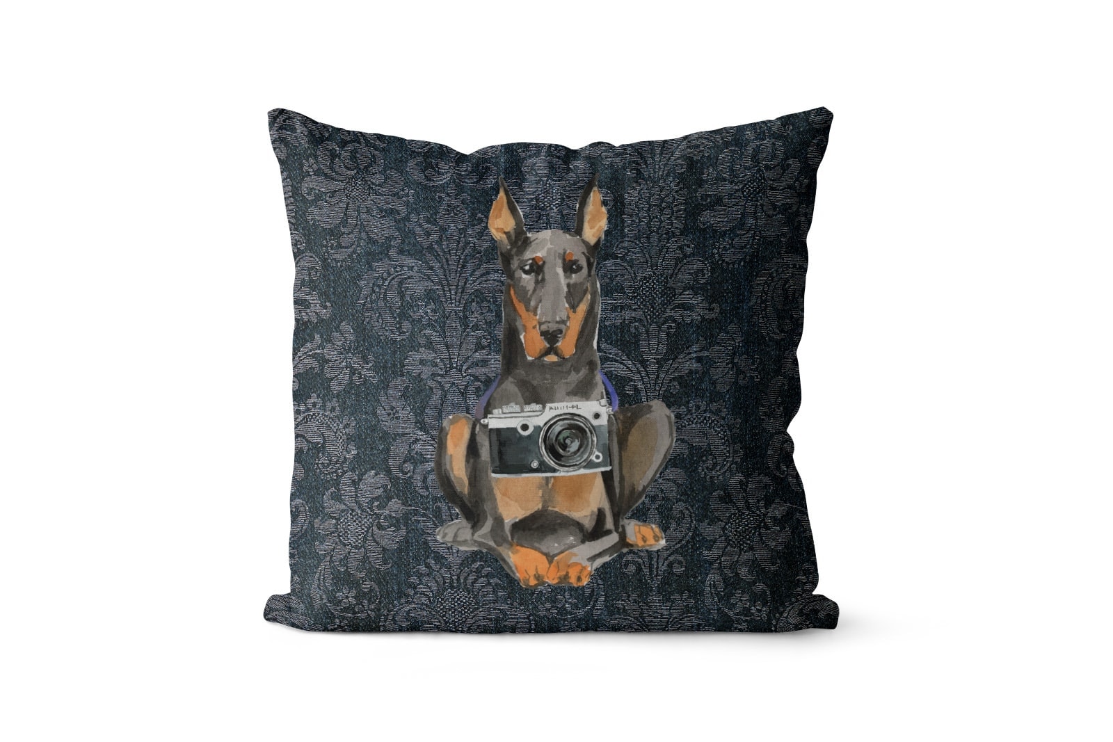 Doberman dog Inspired Denim Style Throw Pillow Cushion - Travel collection 8 Doberman dog Inspired Denim Style Throw Pillow Cushion - Travel collection - Image 7