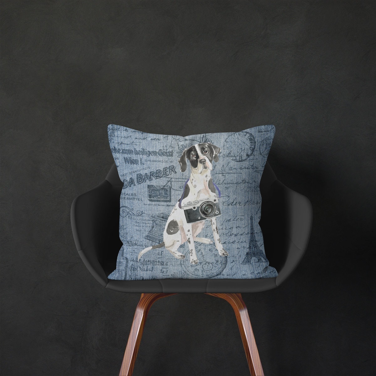 English Pointer dog Inspired Denim Style Throw Pillow Cushion - Travel collection 5 English Pointer dog Inspired Denim Style Throw Pillow Cushion - Travel collection - Image 4
