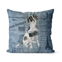 English Pointer dog Inspired Denim Style Throw Pillow Cushion - Travel collection
