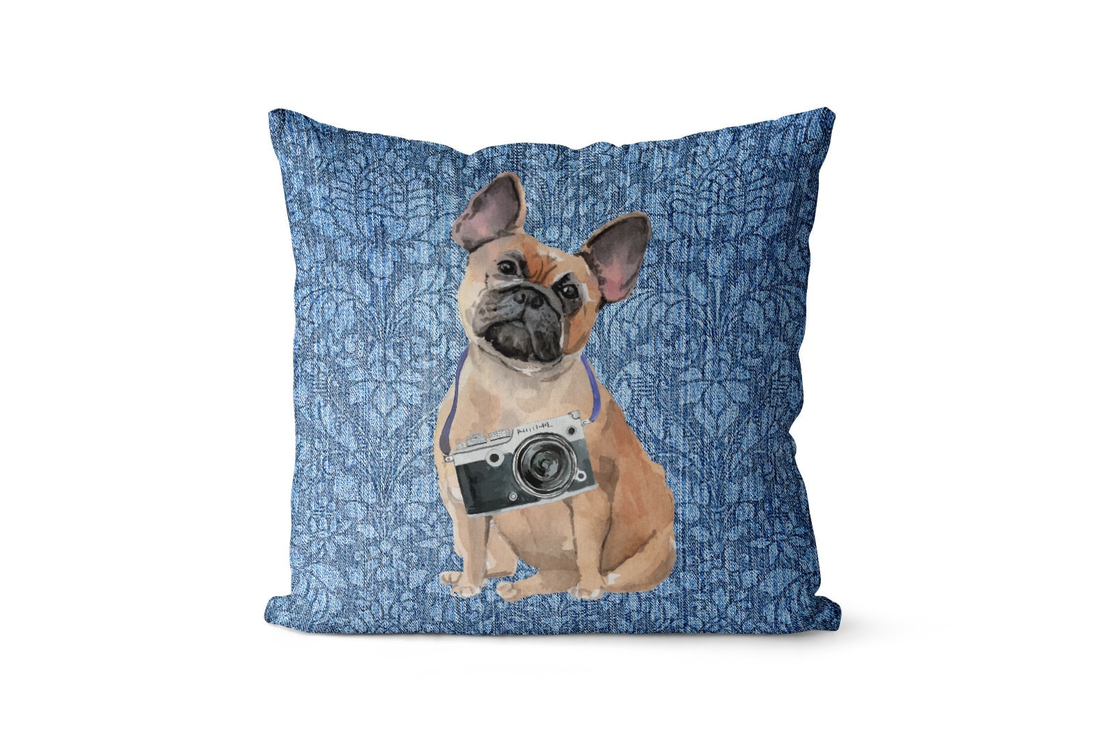 French Bulldog dog Inspired Denim Style Throw Pillow Cushion - Travel collection 11 French Bulldog dog Inspired Denim Style Throw Pillow Cushion - Travel collection - Image 10