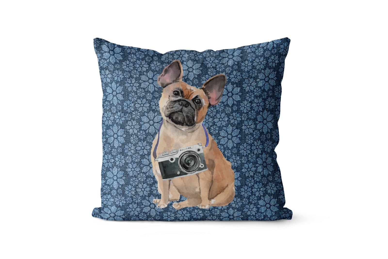 French Bulldog dog Inspired Denim Style Throw Pillow Cushion - Travel collection 10 French Bulldog dog Inspired Denim Style Throw Pillow Cushion - Travel collection - Image 9