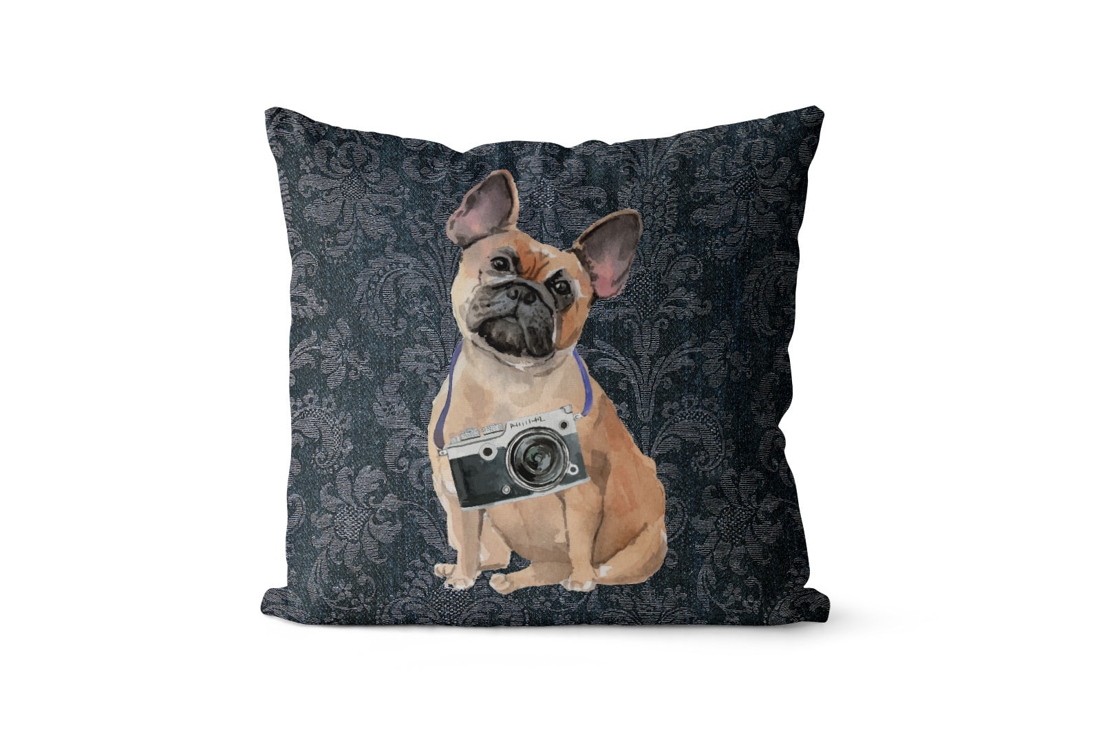 French Bulldog dog Inspired Denim Style Throw Pillow Cushion - Travel collection 9 French Bulldog dog Inspired Denim Style Throw Pillow Cushion - Travel collection - Image 8