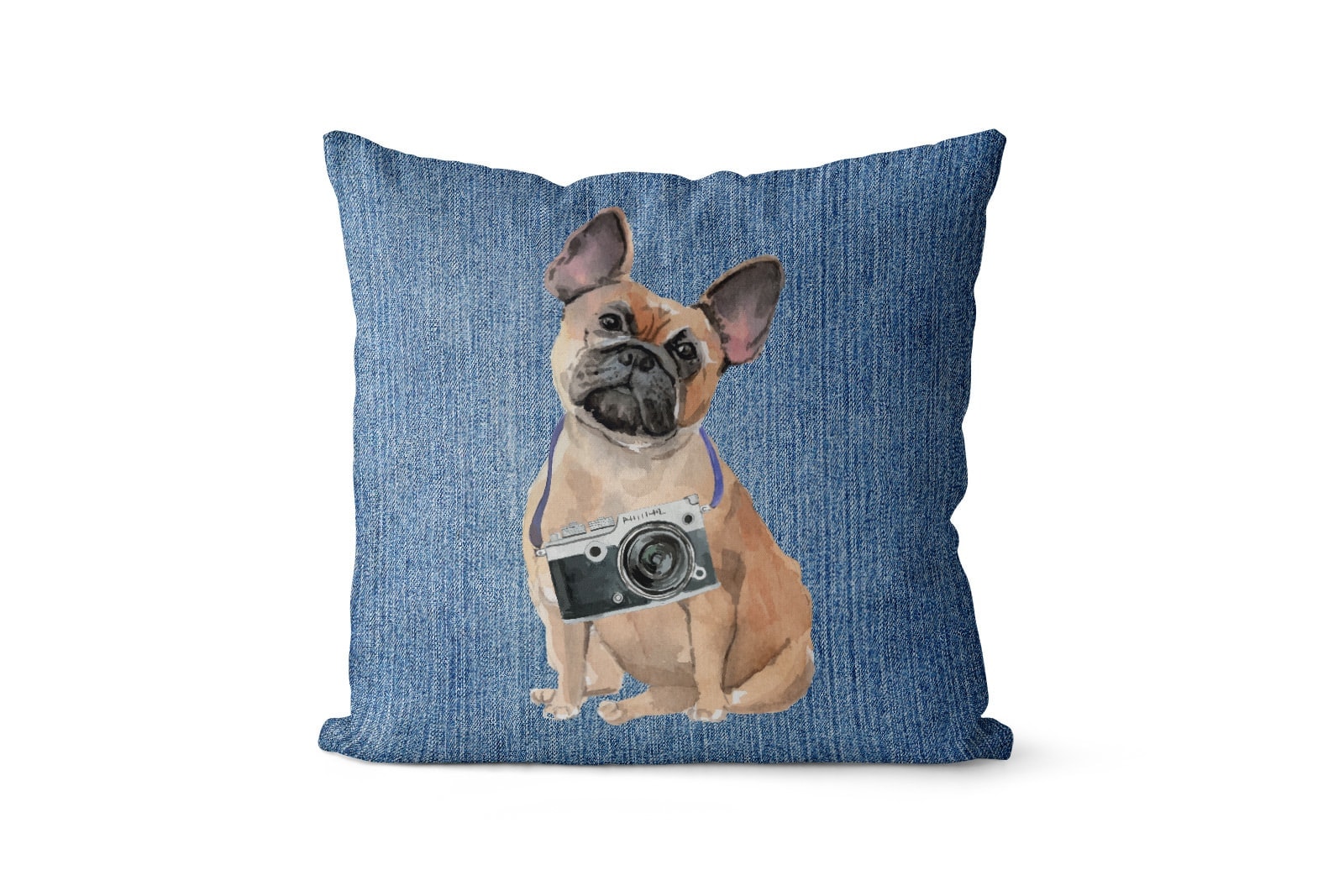 French Bulldog dog Inspired Denim Style Throw Pillow Cushion - Travel collection 7 French Bulldog dog Inspired Denim Style Throw Pillow Cushion - Travel collection - Image 6