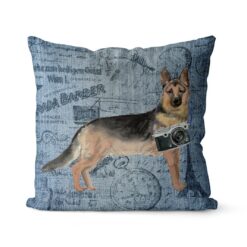 German Shepherd dog Inspired Denim Style Throw Pillow Cushion - Travel collection
