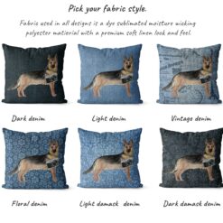 German Shepherd dog Inspired Denim Style Throw Pillow Cushion - Travel collection 15 Adventure is out there cushion German Shepherd variations