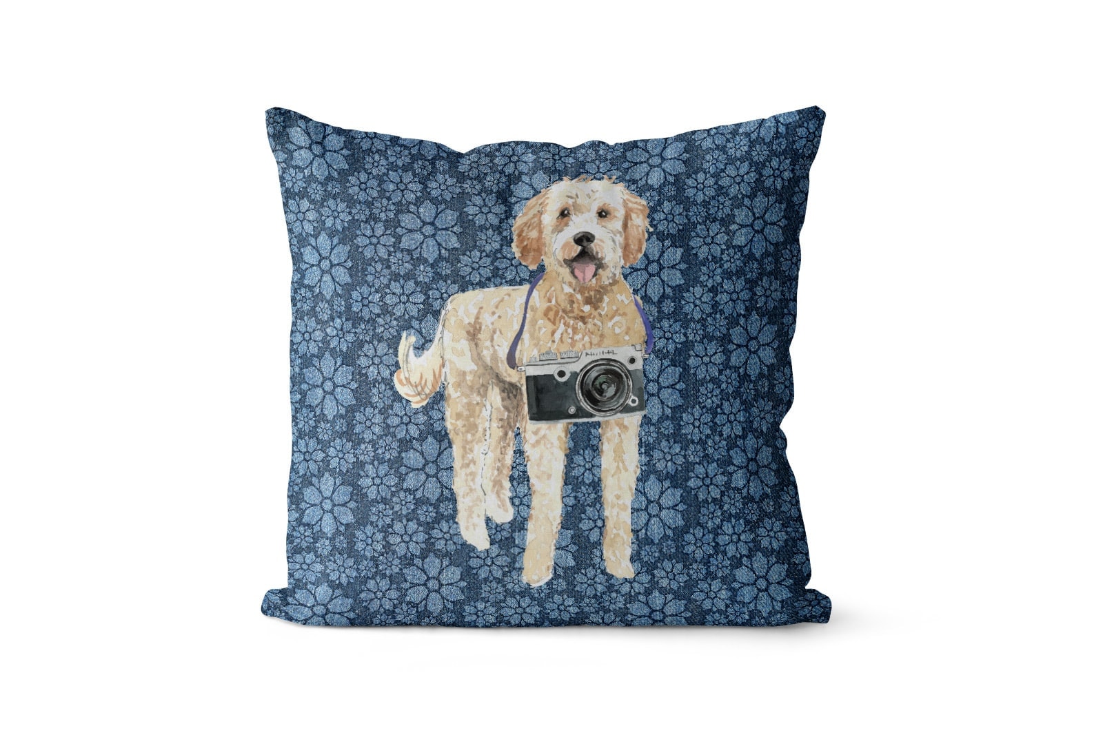 Golden Doodle dog Inspired Denim Style Throw Pillow Cushion - Travel collection 10 Golden Doodle dog Inspired Denim Style Throw Pillow Cushion - Travel collection - Image 9
