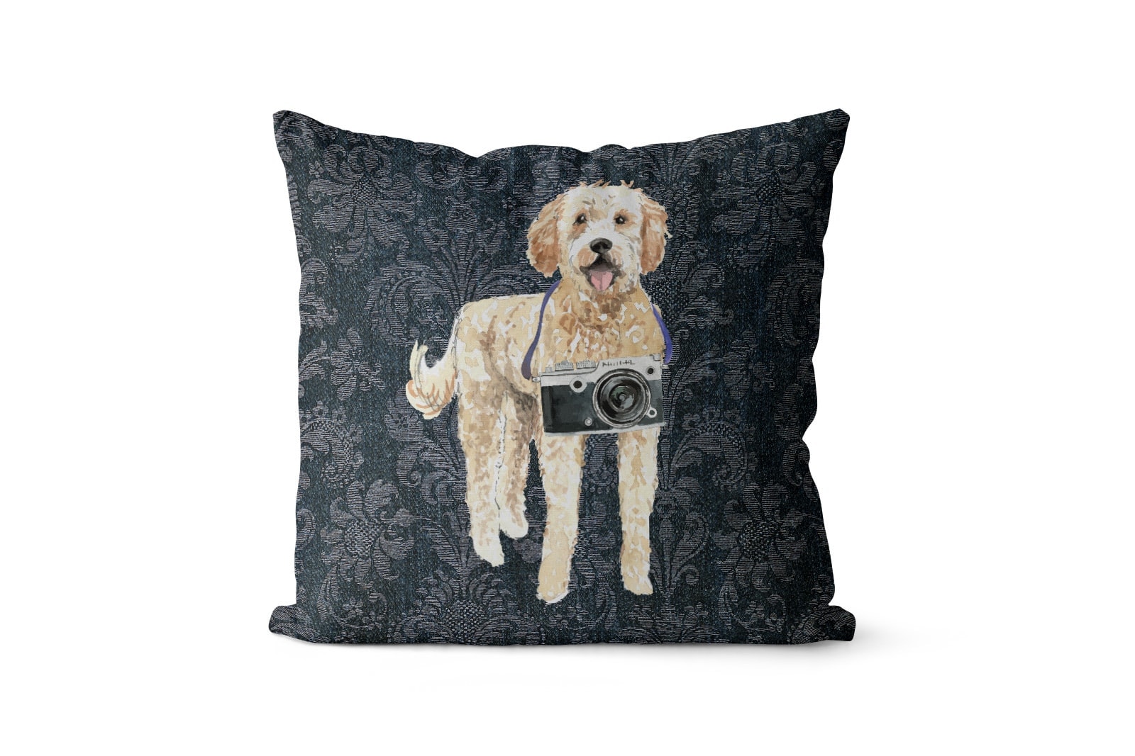 Golden Doodle dog Inspired Denim Style Throw Pillow Cushion - Travel collection 9 Golden Doodle dog Inspired Denim Style Throw Pillow Cushion - Travel collection - Image 8