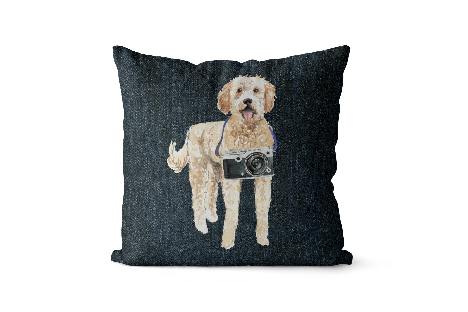 Golden Doodle dog Inspired Denim Style Throw Pillow Cushion - Travel collection 8 Golden Doodle dog Inspired Denim Style Throw Pillow Cushion - Travel collection - Image 7