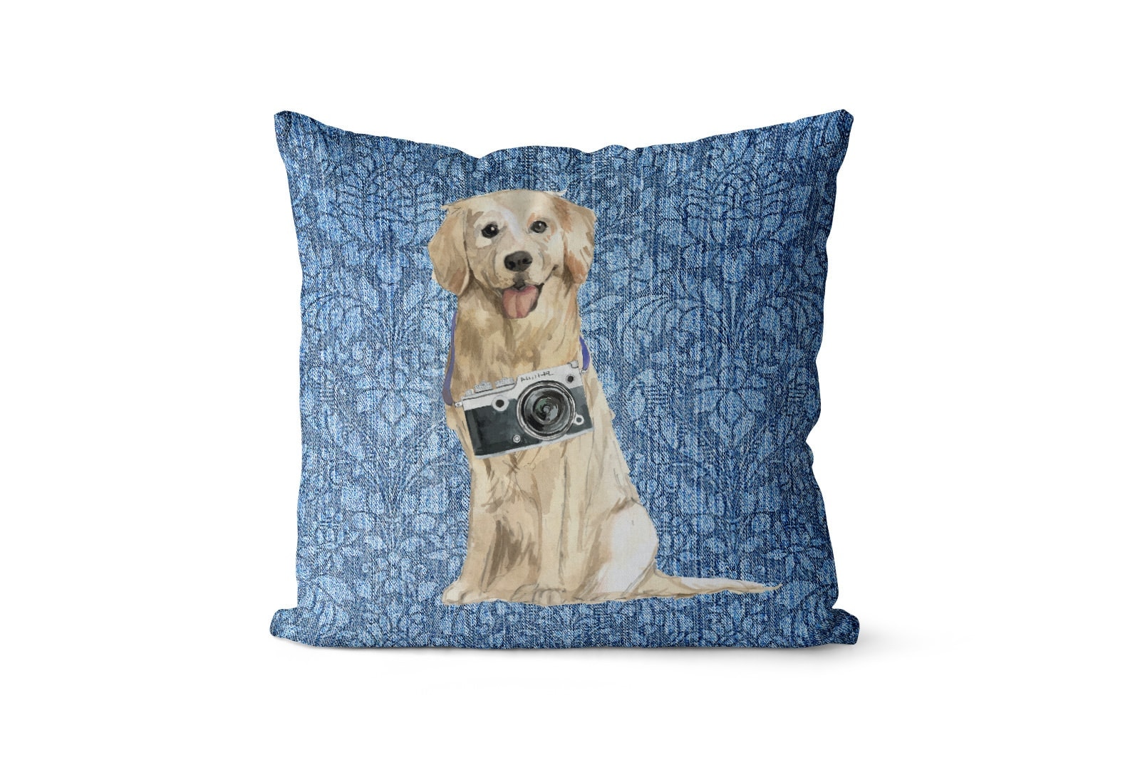 Golden Retriever dog Inspired Denim Style Throw Pillow Cushion - Travel collection 12 Golden Retriever dog Inspired Denim Style Throw Pillow Cushion - Travel collection - Image 10