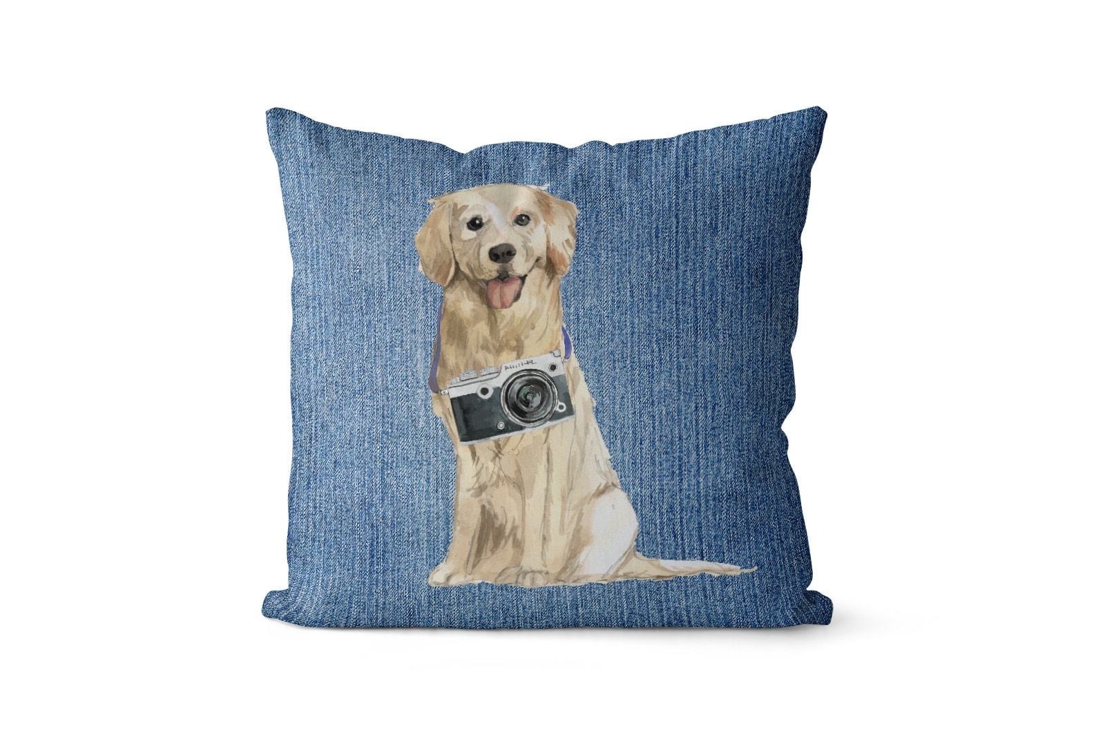Golden Retriever dog Inspired Denim Style Throw Pillow Cushion - Travel collection 8 Golden Retriever dog Inspired Denim Style Throw Pillow Cushion - Travel collection - Image 6