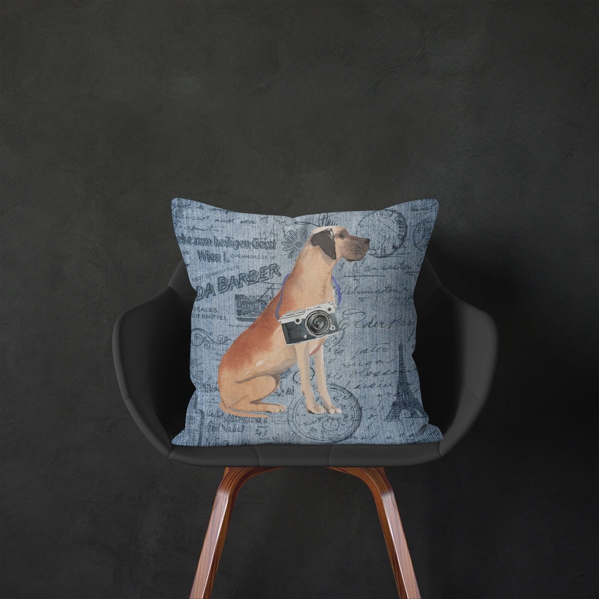 Great Dane dog Inspired Denim Style Throw Pillow Cushion - Travel collection 5 Great Dane dog Inspired Denim Style Throw Pillow Cushion - Travel collection - Image 4