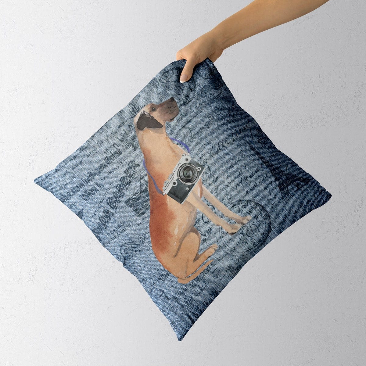 Great Dane dog Inspired Denim Style Throw Pillow Cushion - Travel collection 4 Great Dane dog Inspired Denim Style Throw Pillow Cushion - Travel collection - Image 3
