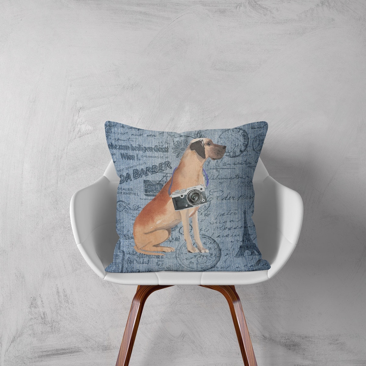 Great Dane dog Inspired Denim Style Throw Pillow Cushion - Travel collection 3 Great Dane dog Inspired Denim Style Throw Pillow Cushion - Travel collection - Image 2